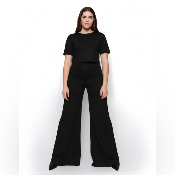 NWOT Ripley Rader BLACK PONTE KNIT WIDE LEG PANT - Picture 1 of 4